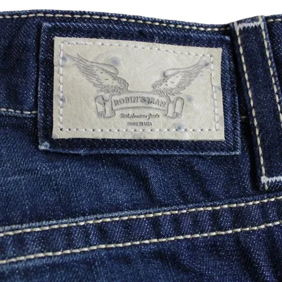 Robin’s Jean Torrent Wing Studded Pockets Vintage Dark Wash Straight, SZ 38/34 - Picture 8 of 9